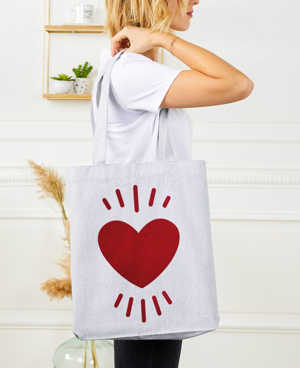 Tote Bag Großes Herz (Samteffekt)