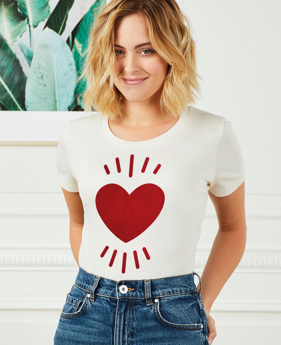 T-shirt femme Gros coeur (effet velours)