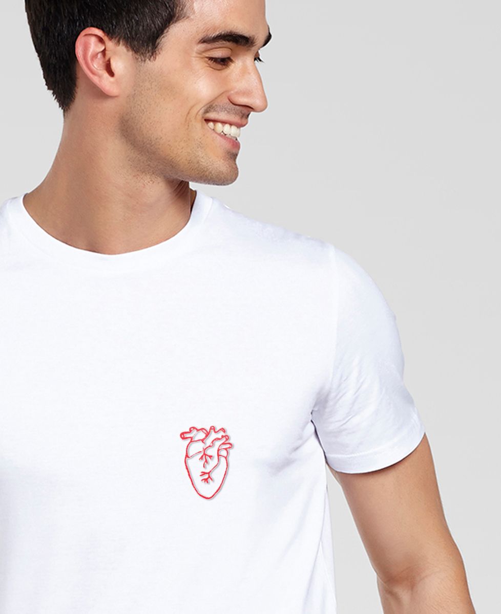 Camiseta para hombre Corazón anatómico (bordado) - Regalos para parejas