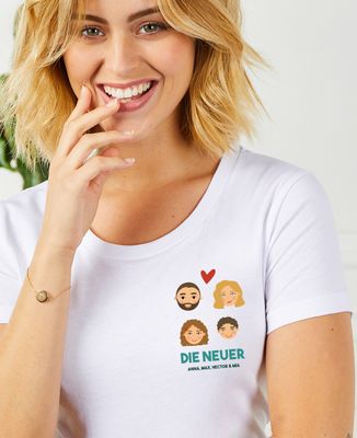 T-Shirt Frau Familie illustrierte Köpfe personalisiert - Papa-Geschenke, Geschenke Mama, Geschenke für Paare