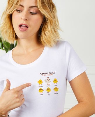 T-shirt femme Maman poule et ses poussins personnalisé
