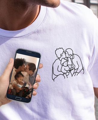 T-Shirt für Männer Handgestickte Familie