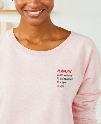 Sweatshirt femme Maman et ses amours brodé - Cadeaux Maman, Cadeaux Couple