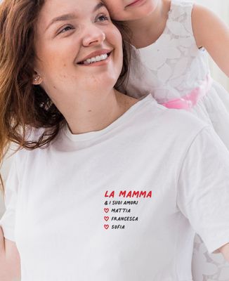 T-shirt per lei Maman et ses amours ricamata - Regali per la mamma, Regali per coppie