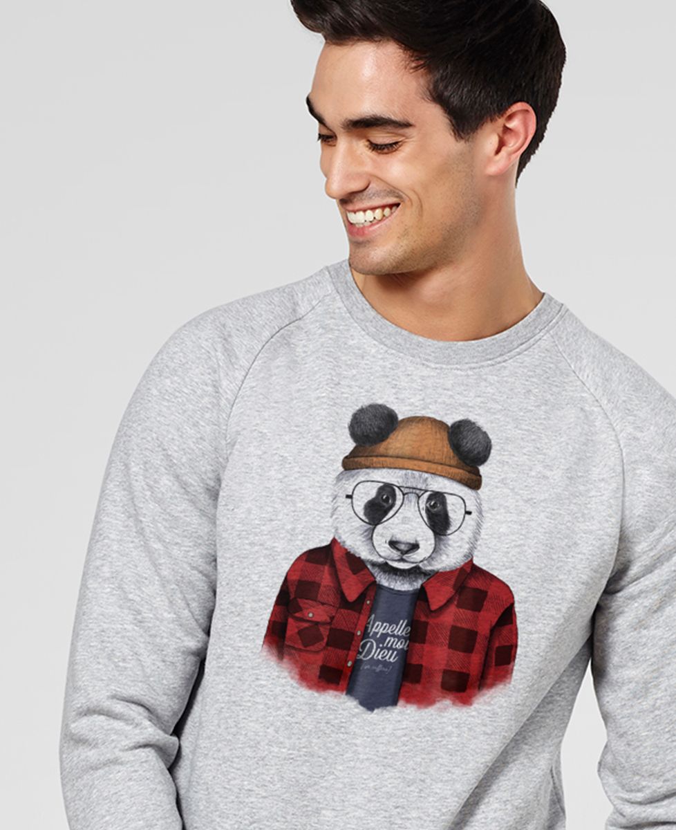 Sweatshirt homme Panda hipster