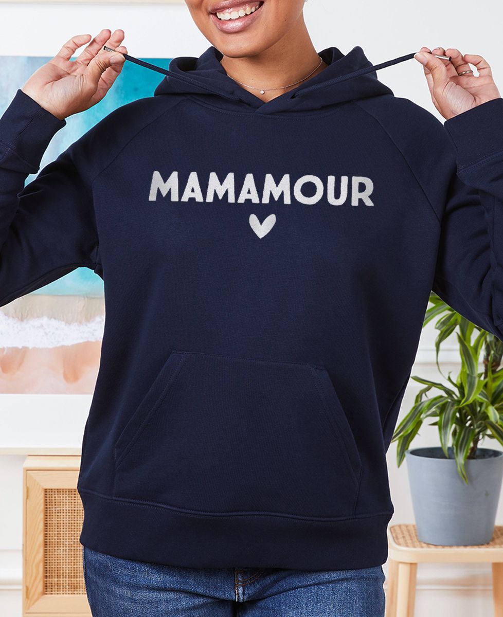 Hoodie femme Mamamour (effet velours) - Cadeaux Maman, Cadeaux Couple