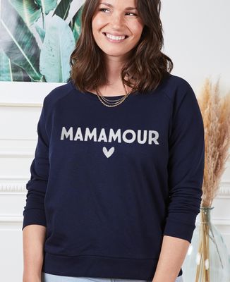 Sweatshirt femme Mamamour (effet velours) - Cadeaux Maman, Cadeaux Couple