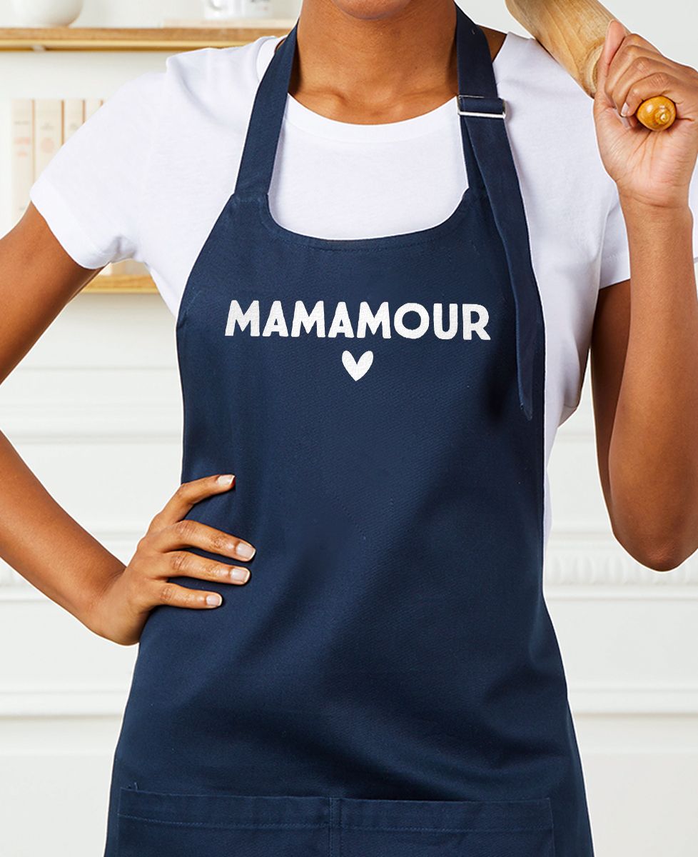 Tablier à poche Mamamour (effet velours) - Cadeaux Maman, Cadeaux Couple