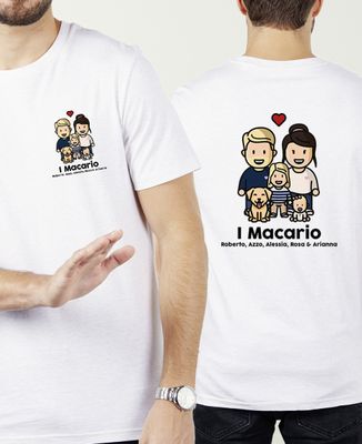 T-shirt per lui Statuetta di famiglia con impronta posteriore