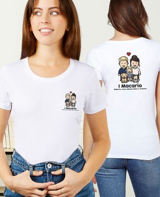 T-shirt per lei Statuetta di famiglia con impronta posteriore