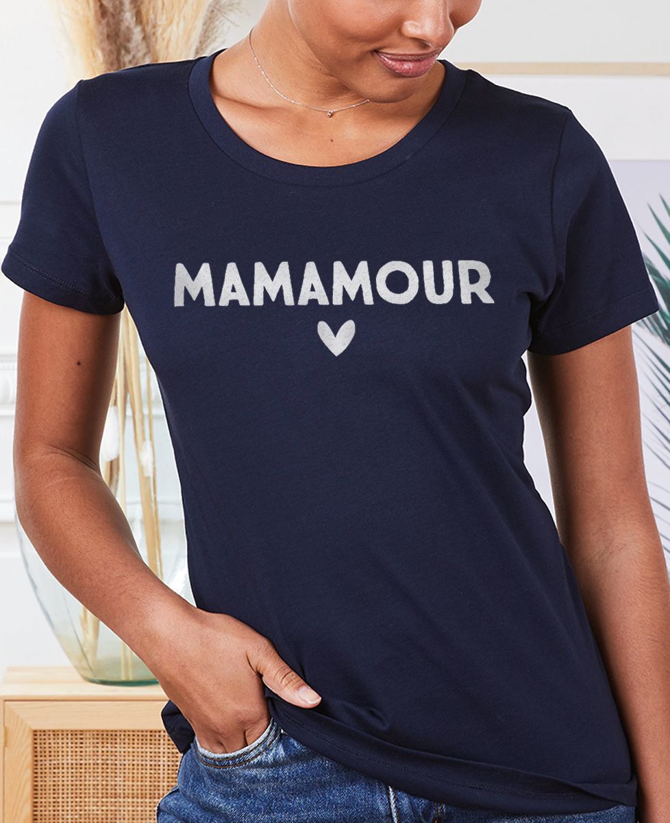 T-shirt femme Mamamour (effet velours) - Cadeaux Maman, Cadeaux Couple