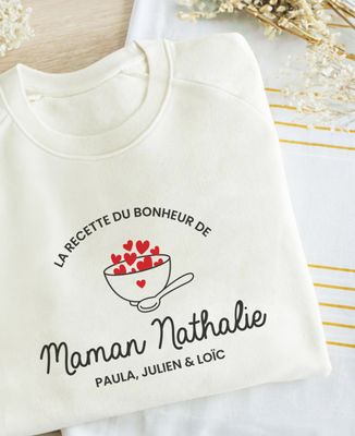 Sweatshirt femme La recette du bonheur de Maman - Cadeaux Maman