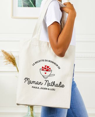 Tote bag La recette du bonheur de Maman - Cadeaux Maman