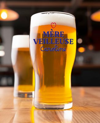 Verre à bière Mère-veilleuse et prénom personnalisé - Cadeaux Maman, Apéro, Mariage