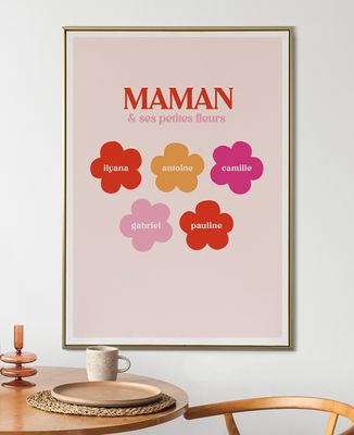 Affiche Maman et ses petites fleurs personnalisé - Cadeaux Maman