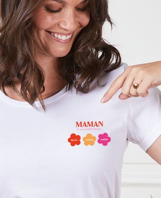 T-shirt femme Maman et ses petites fleurs personnalisé - Cadeaux Maman