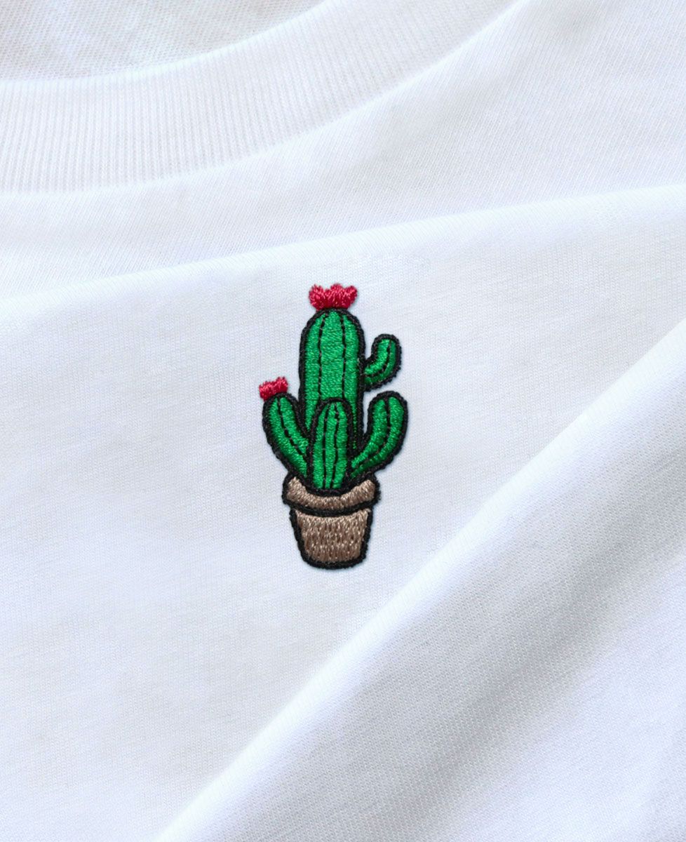 Women's T-Shirt Cactus pot (embroidered)
