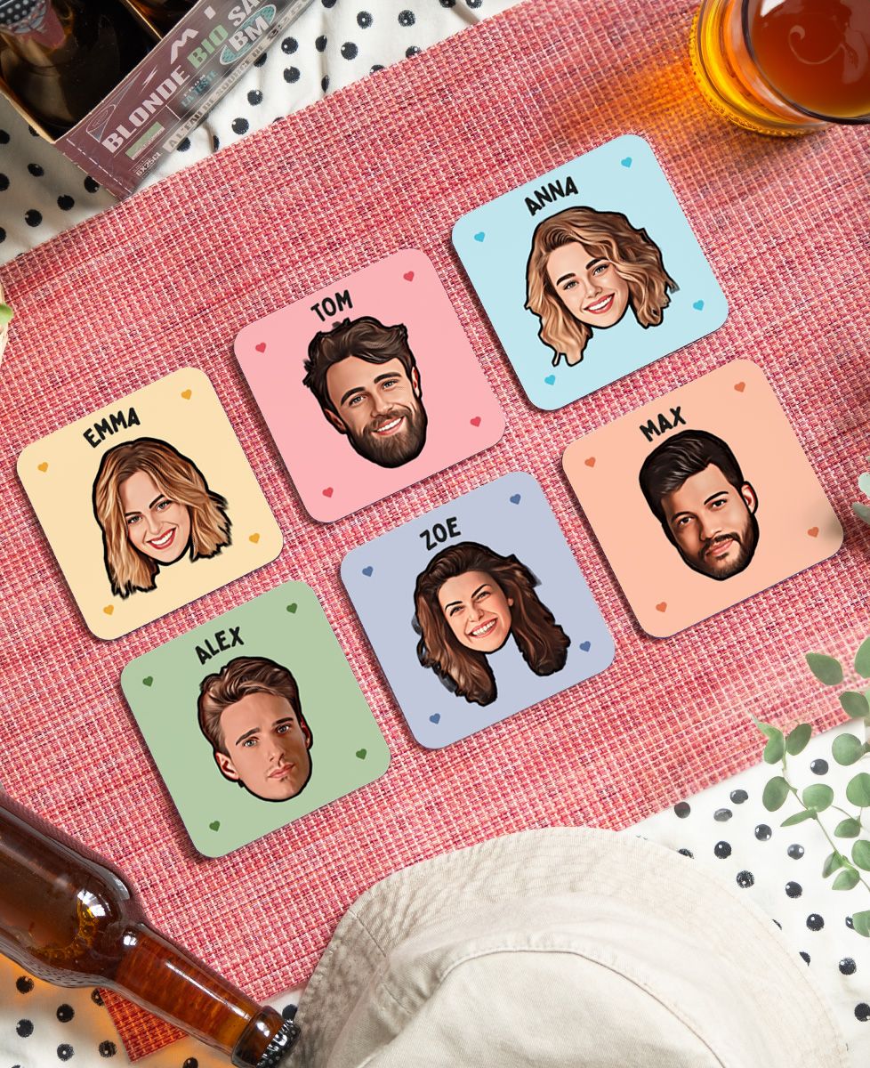 Coasters 6 faces and personalized names | Monsieur TSHIRT