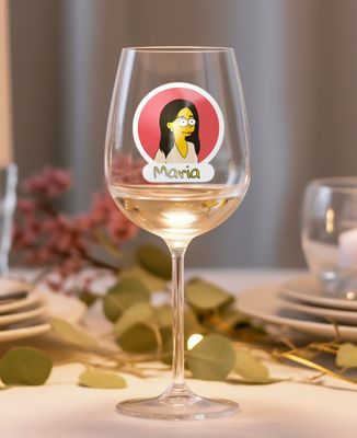 Wine glass Personalized cartoon character - Gifts for Dad, Mom's gifts, Aperitif, Wedding