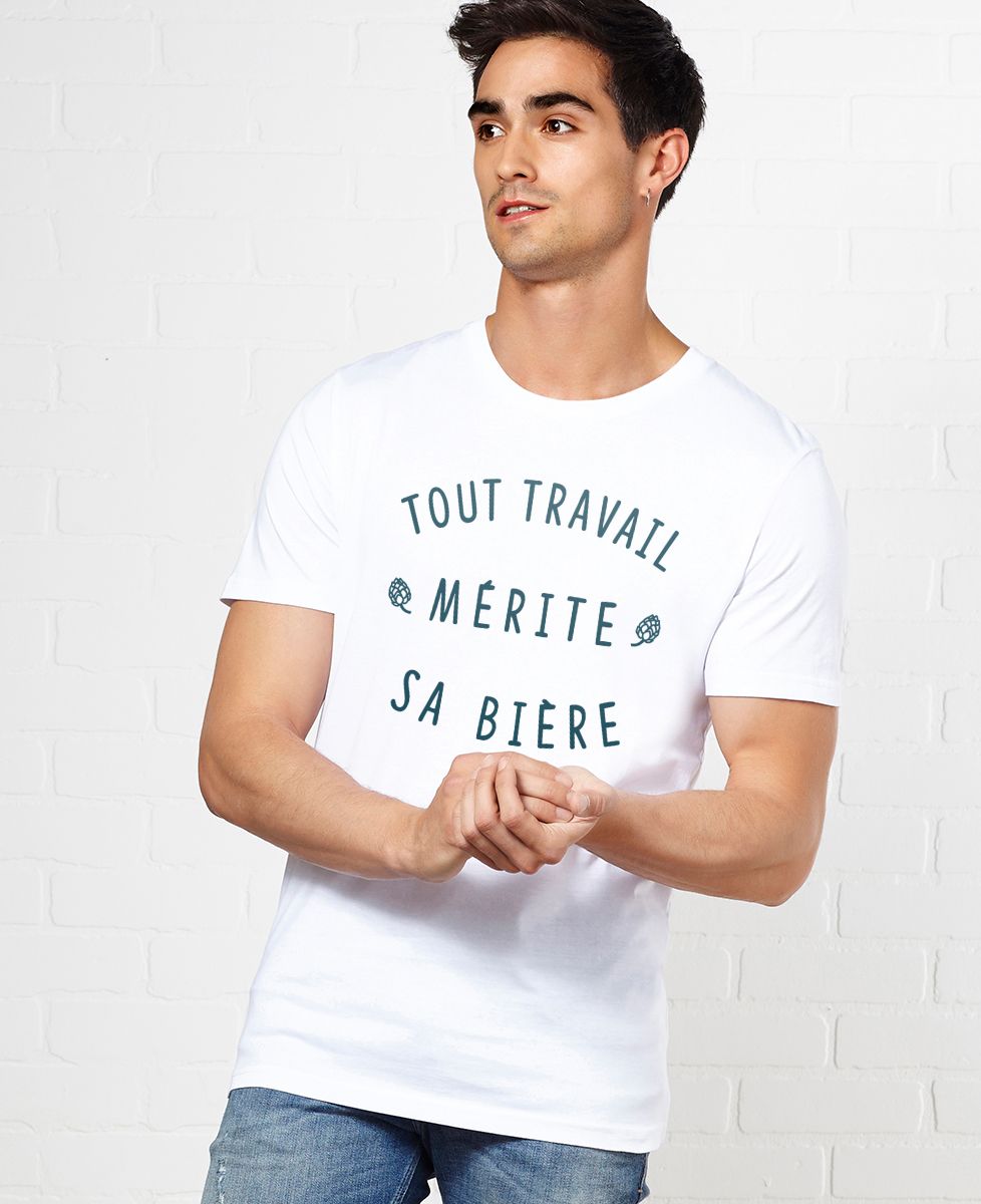 T-shirt homme Tout travail mérite sa bière - Apéro