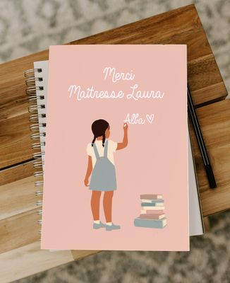 Carnets Merci maîtresse illustré personnalisé