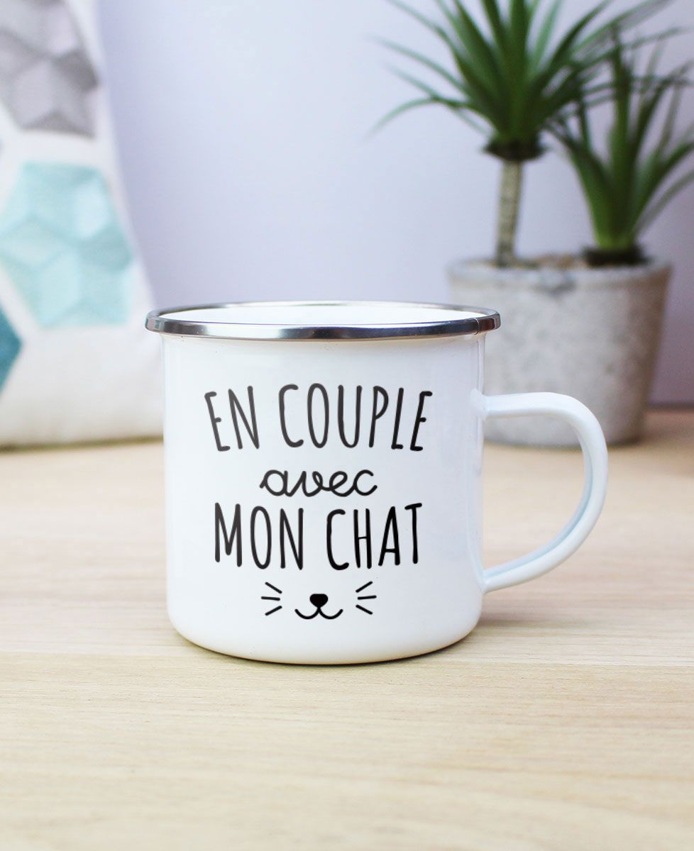 Mug En couple avec mon chat - Cadeaux Couple