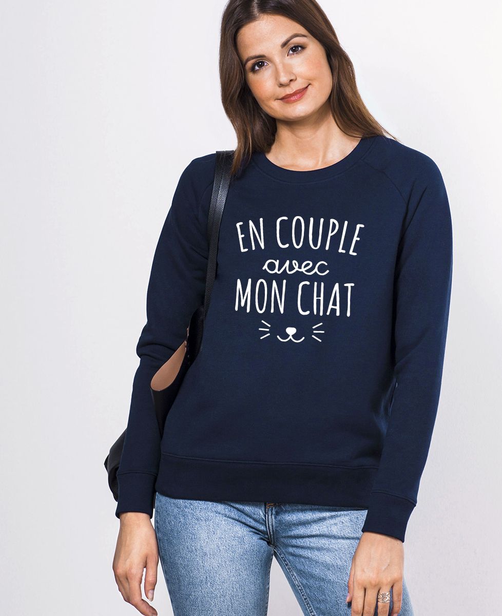 Sweatshirt femme En couple avec mon chat
