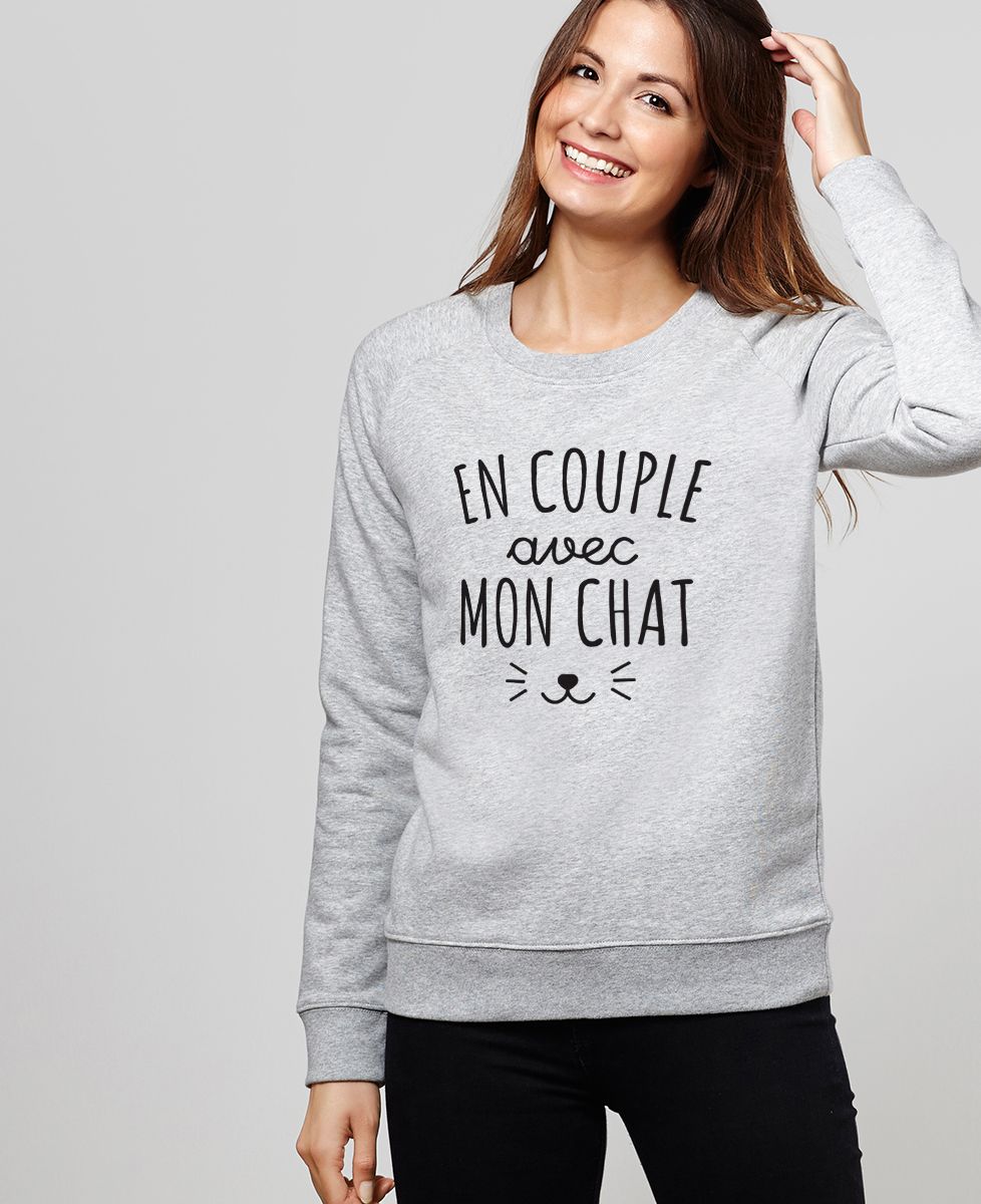 Sweatshirt femme En couple avec mon chat