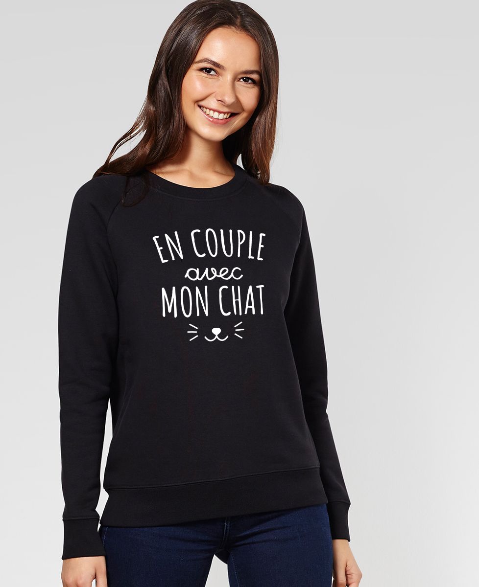 Sweatshirt femme En couple avec mon chat