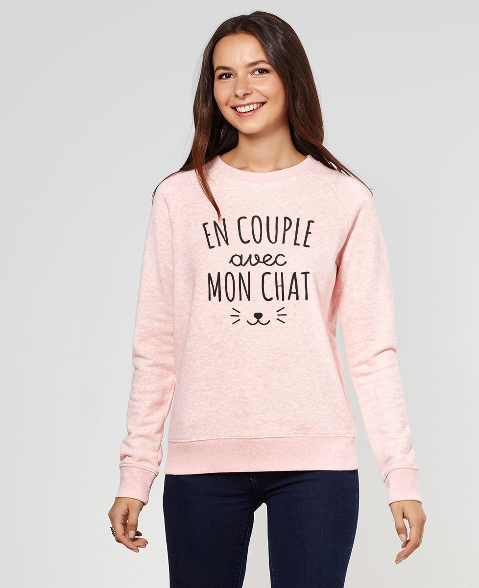 Sweatshirt femme En couple avec mon chat