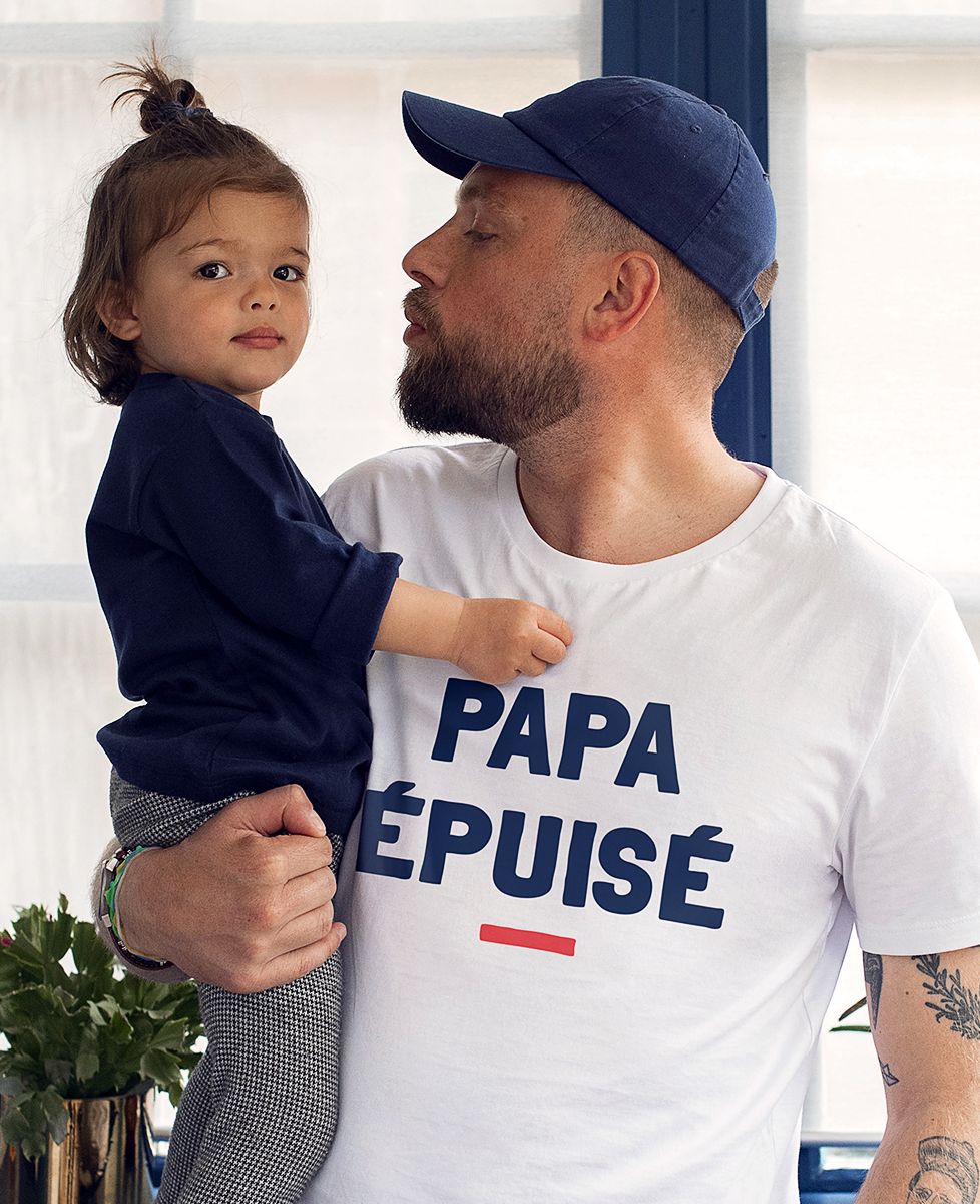 T-shirt homme Papa épuisé - Cadeaux Papa, Cadeaux Maman