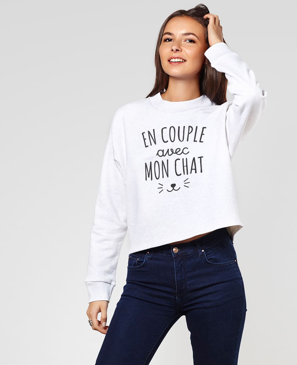 Sweatshirt femme En couple avec mon chat