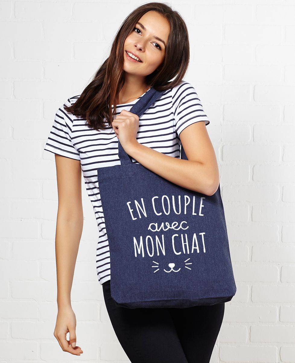 Tote bag En couple avec mon chat