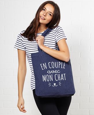Tote bag En couple avec mon chat