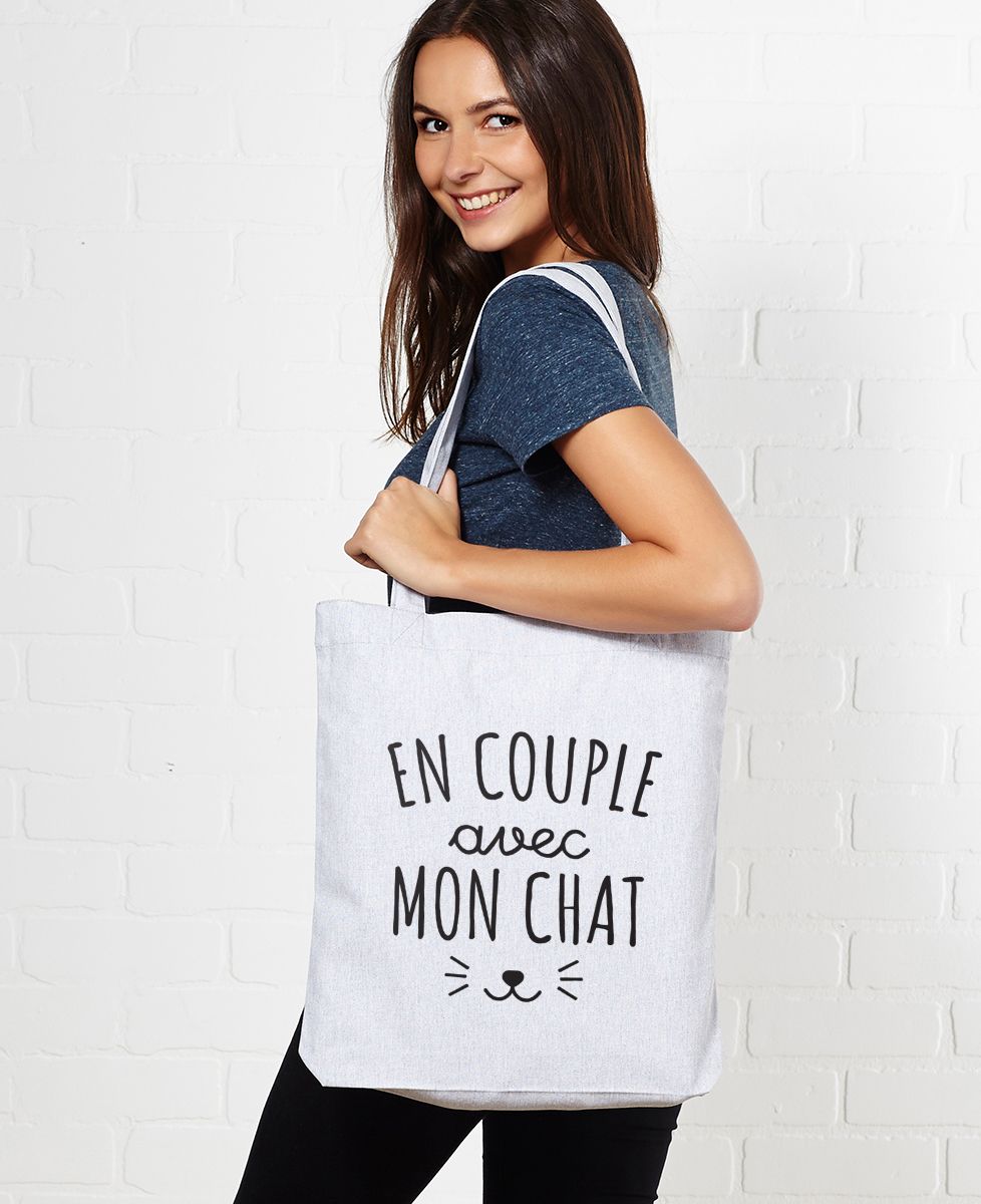 Tote bag En couple avec mon chat