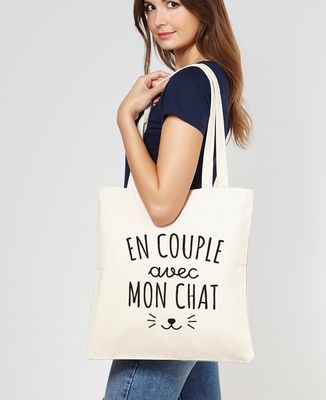 Tote bag En couple avec mon chat