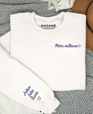 WEIYOUDP Sweat-shirt Brodé Floral "Maman" Personnalisable - Coton/Polyester - Cadeau Fête Des Mères, Anniversaire