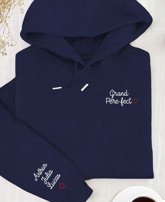 Hoodie homme Grand-père fect et prénoms brodés sur la manche - Cadeaux Papy