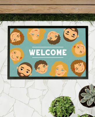 Doormats Personalized illustrated heads family - Gifts for Dad, Mom's gifts, Couple gifts