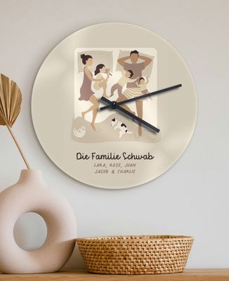 Uhr Familie im Bett individualisiert - Papa-Geschenke, Geschenke Mama, Werdende Mutter/Vater