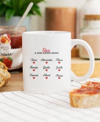 Tasse Opa und seine personalisierten Herzchen - Geschenk Opa