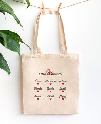Tote Bag Opa und seine personalisierten Herzchen - Geschenk Opa