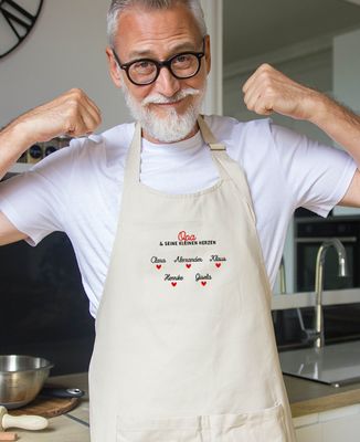 Kochschürze Opa und seine personalisierten Herzchen - Geschenk Opa