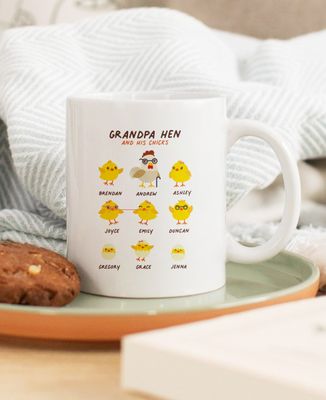Mug Customized Grandpa Hen and his Chicks - Papy's gift