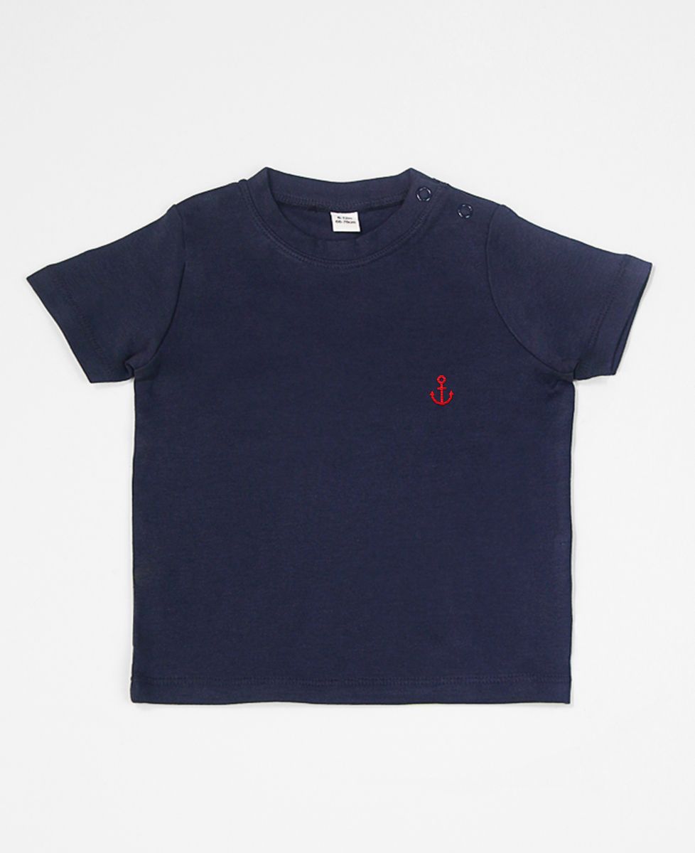 T-shirt voor baby Klein anker (geborduurd)