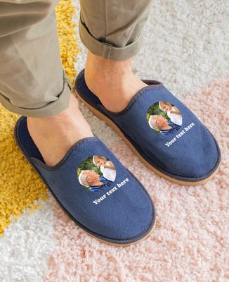 Slippers Custom photo and text - Gifts for Dad, Mom's gifts, Papy's gift, Grandma's gifts, Add my photos