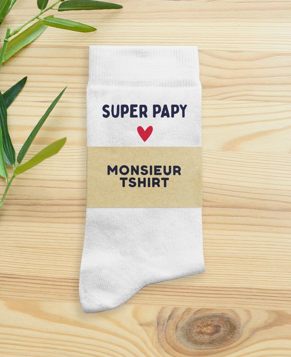 Chaussettes homme Super Papy coeur - Cadeaux Papy