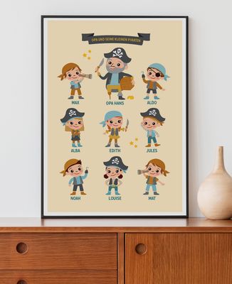 Poster Opa und seine kleinen Piraten - Geschenk Opa