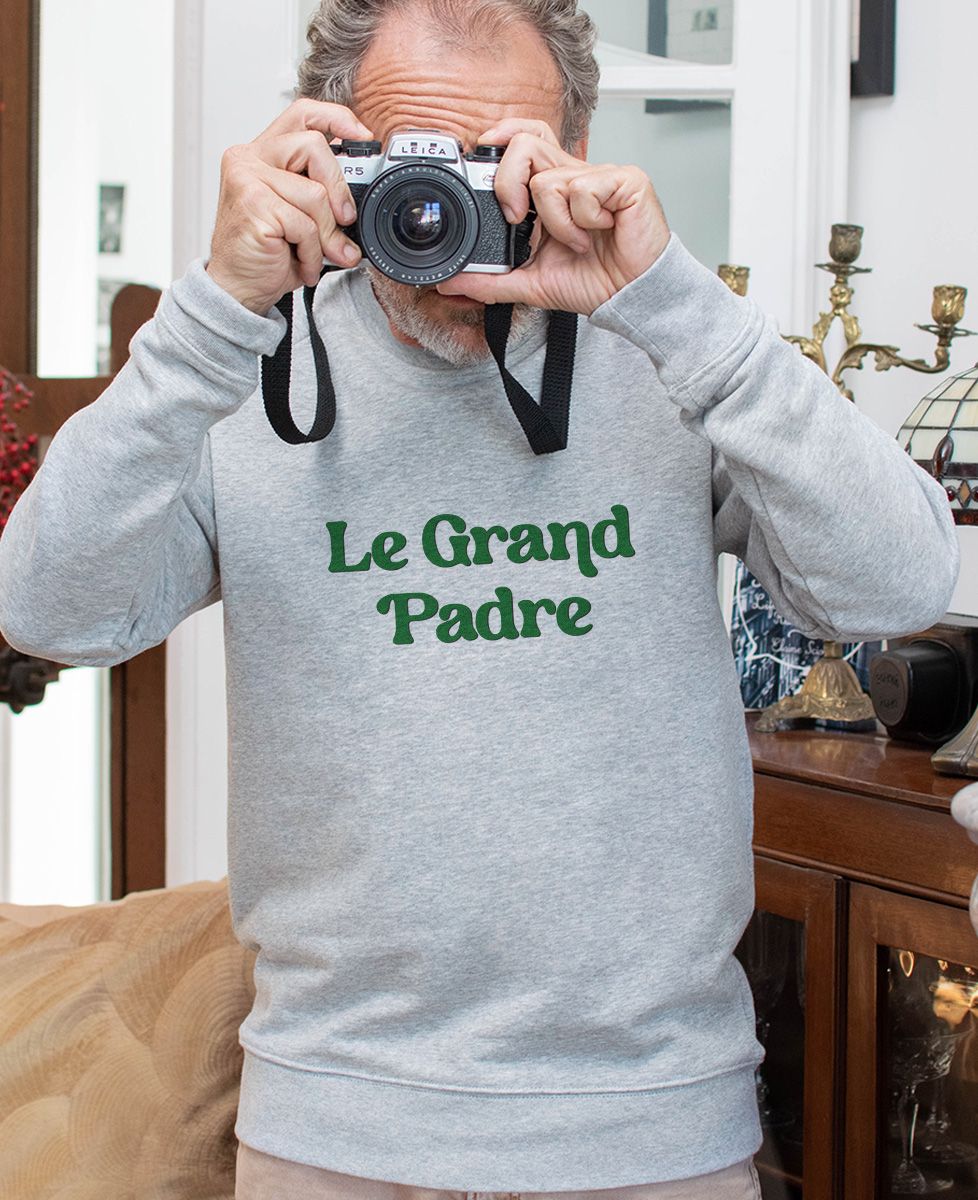 Sweatshirt homme Le Grand Padre (effet velours) - Cadeaux Papy