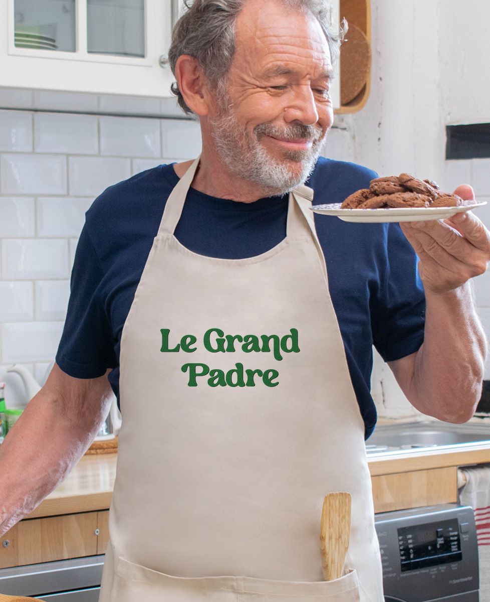 Tablier à poche Le Grand Padre (effet velours) - Cadeaux Papy